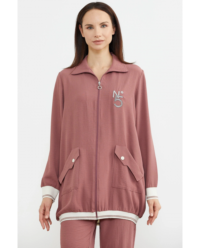 Sementa 76326 Şal Yaka Fermuarlı Krep Takım