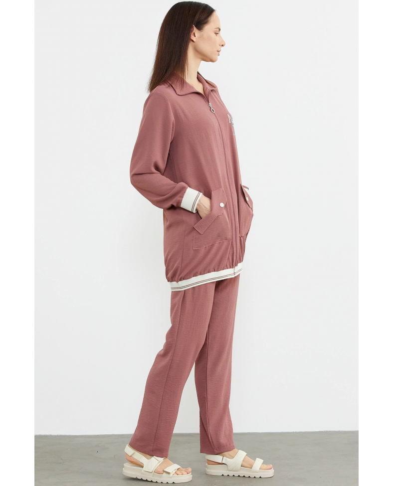 Sementa 76326 Şal Yaka Fermuarlı Krep Takım