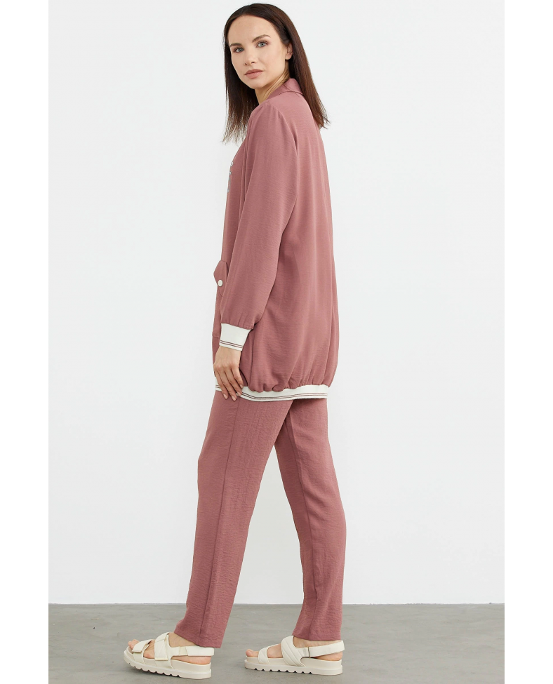 Sementa 76326 Şal Yaka Fermuarlı Krep Takım