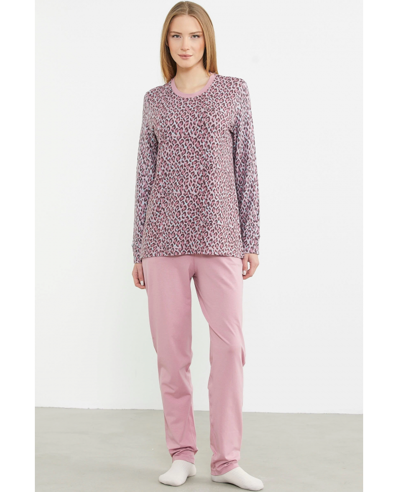 Sementa 76413 Rahat Kalıp Leopar Kombinli Pijama Takım