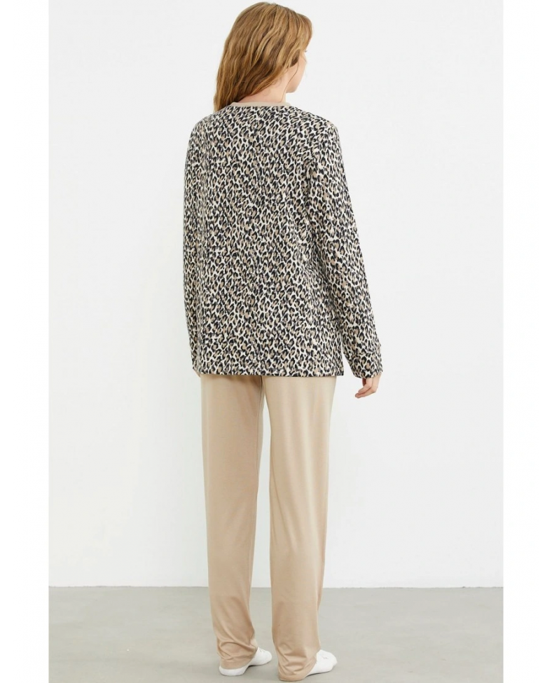 Sementa 76413 Rahat Kalıp Leopar Kombinli Pijama Takım