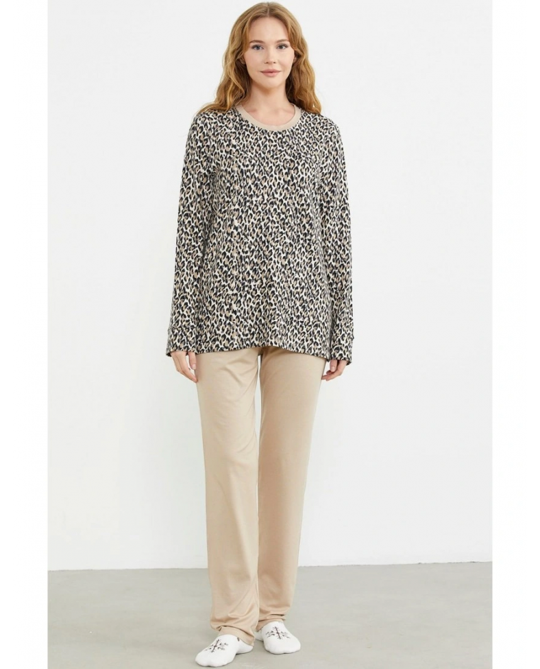 Sementa 76413 Rahat Kalıp Leopar Kombinli Pijama Takım