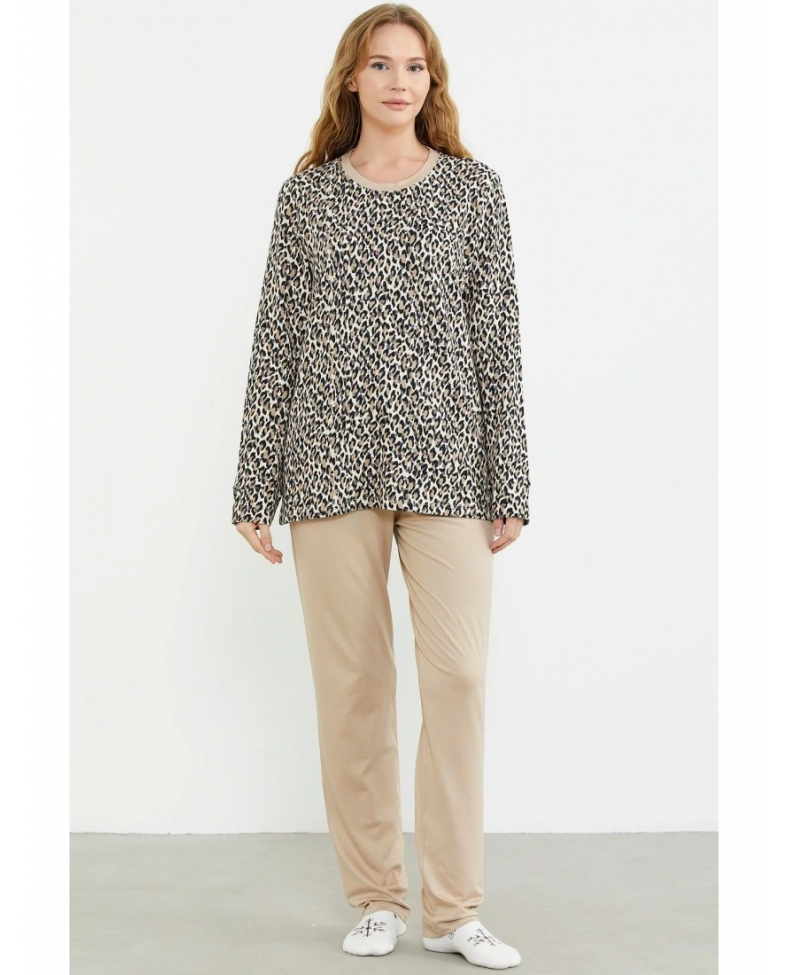 Sementa 76413 Rahat Kalıp Leopar Kombinli Pijama Takım