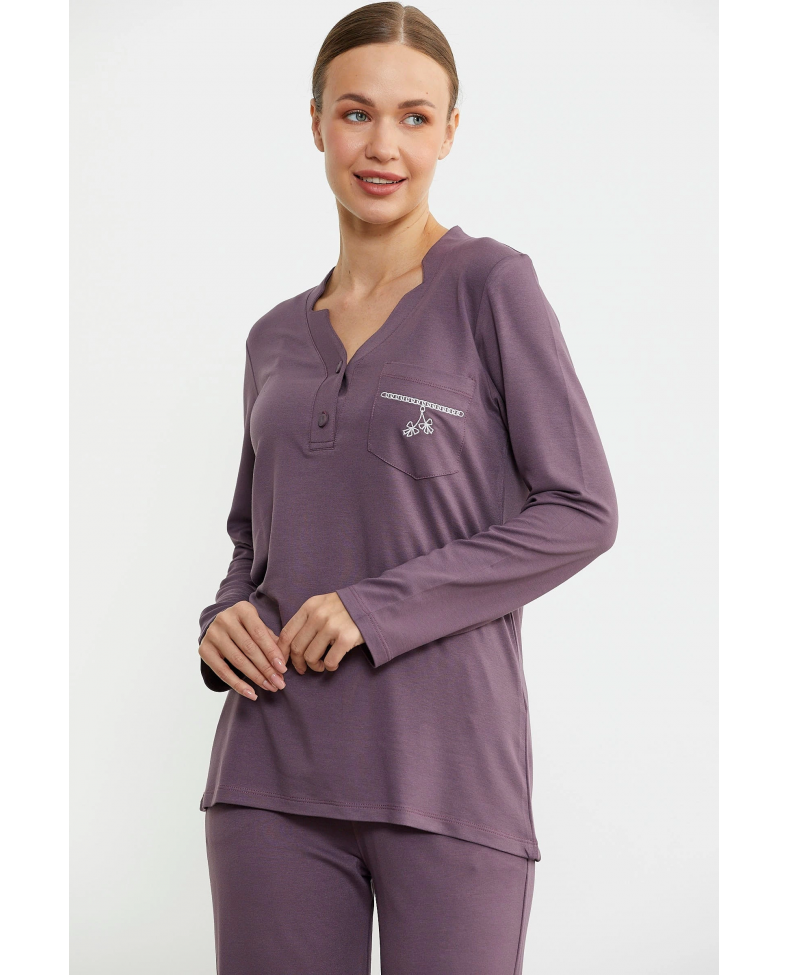 Sementa 76438 Yarım Düğmeli Cep Detaylı Pijama Takım