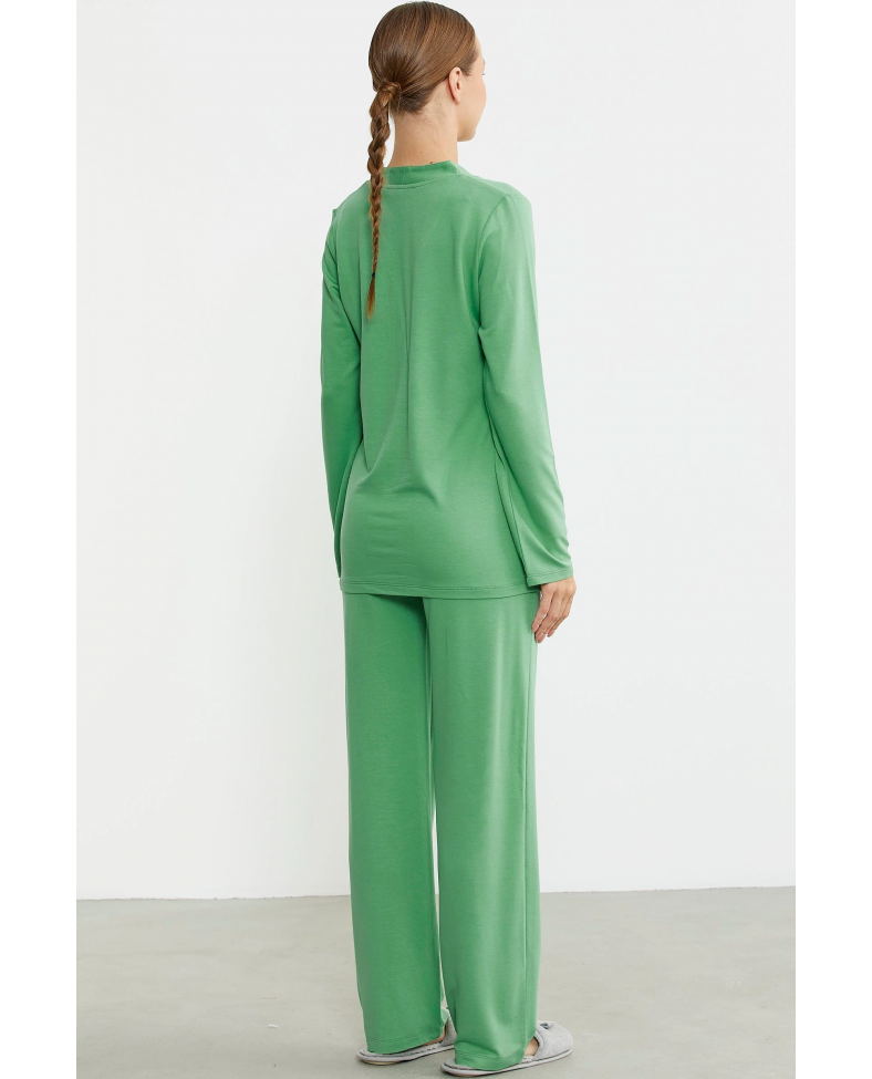 Sementa 76438 Yarım Düğmeli Cep Detaylı Pijama Takım