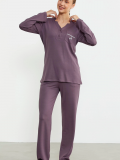 Sementa 76438 Yarım Düğmeli Cep Detaylı Pijama Takım