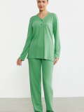 Sementa 76438 Yarım Düğmeli Cep Detaylı Pijama Takım