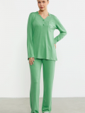 Sementa 76438 Yarım Düğmeli Cep Detaylı Pijama Takım