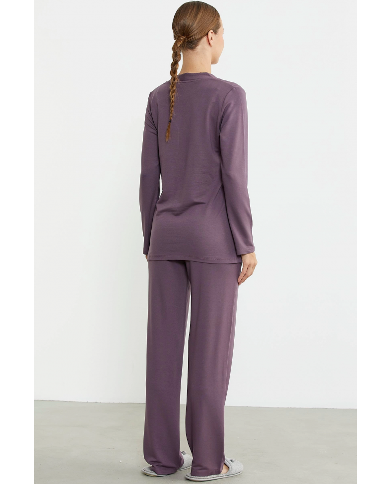 Sementa 76438 Yarım Düğmeli Cep Detaylı Pijama Takım