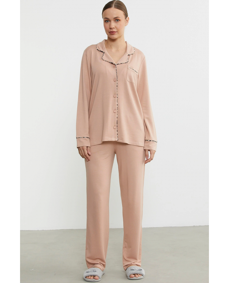 Sementa 76444 Düz Renk Gömlek Model Pijama Takım