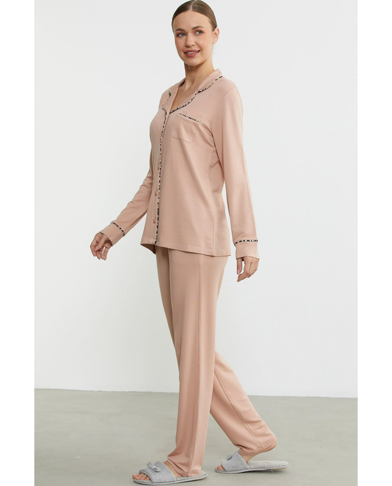 Sementa 76444 Düz Renk Gömlek Model Pijama Takım