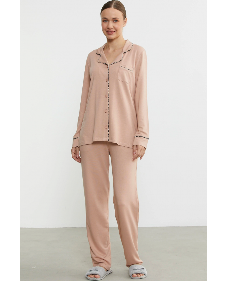 Sementa 76444 Düz Renk Gömlek Model Pijama Takım