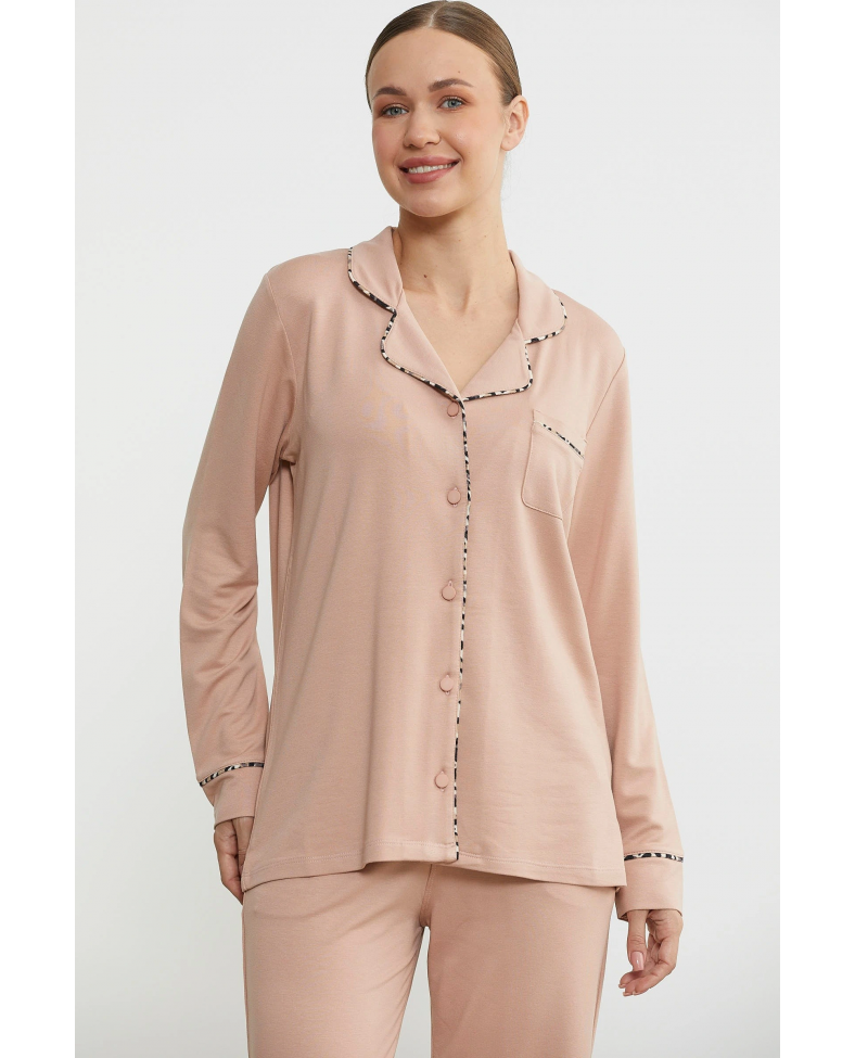 Sementa 76444 Düz Renk Gömlek Model Pijama Takım