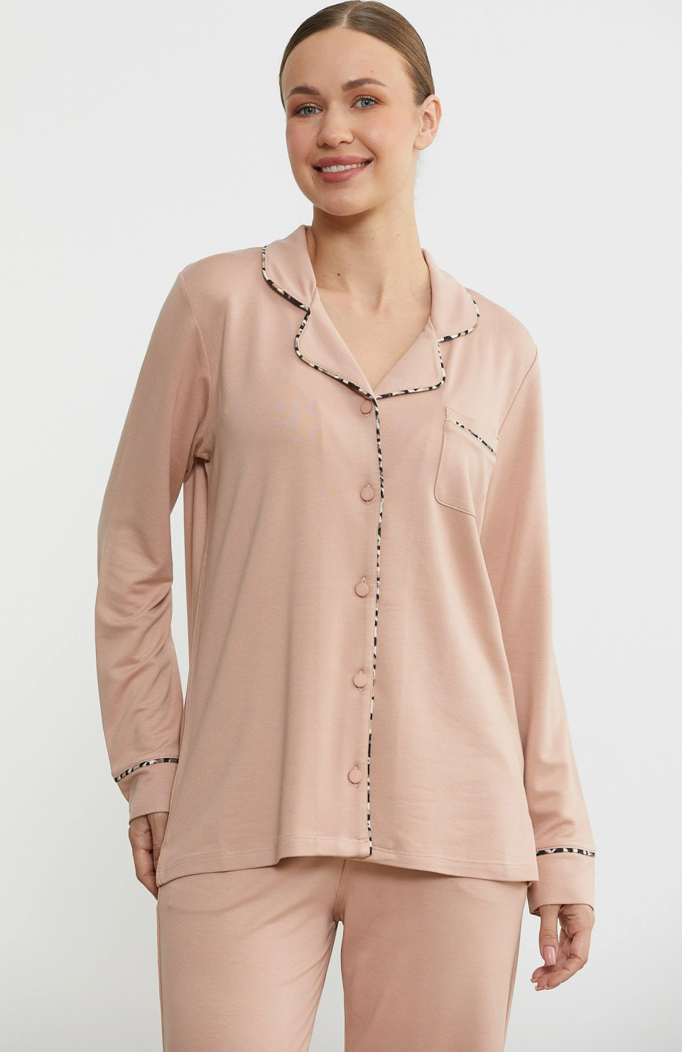 Sementa 76444 Düz Renk Gömlek Model Pijama Takım