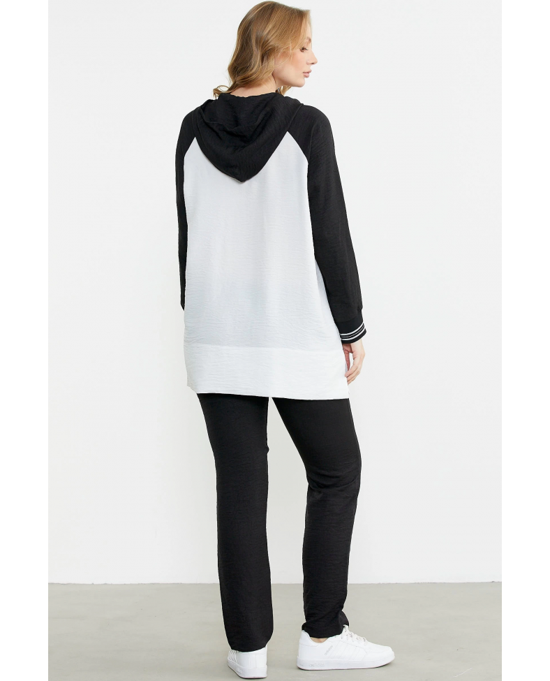 Sementa 76448 Keten Görünümlü Kapüşonlu Tunik Takım