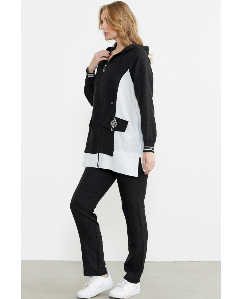 Sementa 76448 Keten Görünümlü Kapüşonlu Tunik Takım