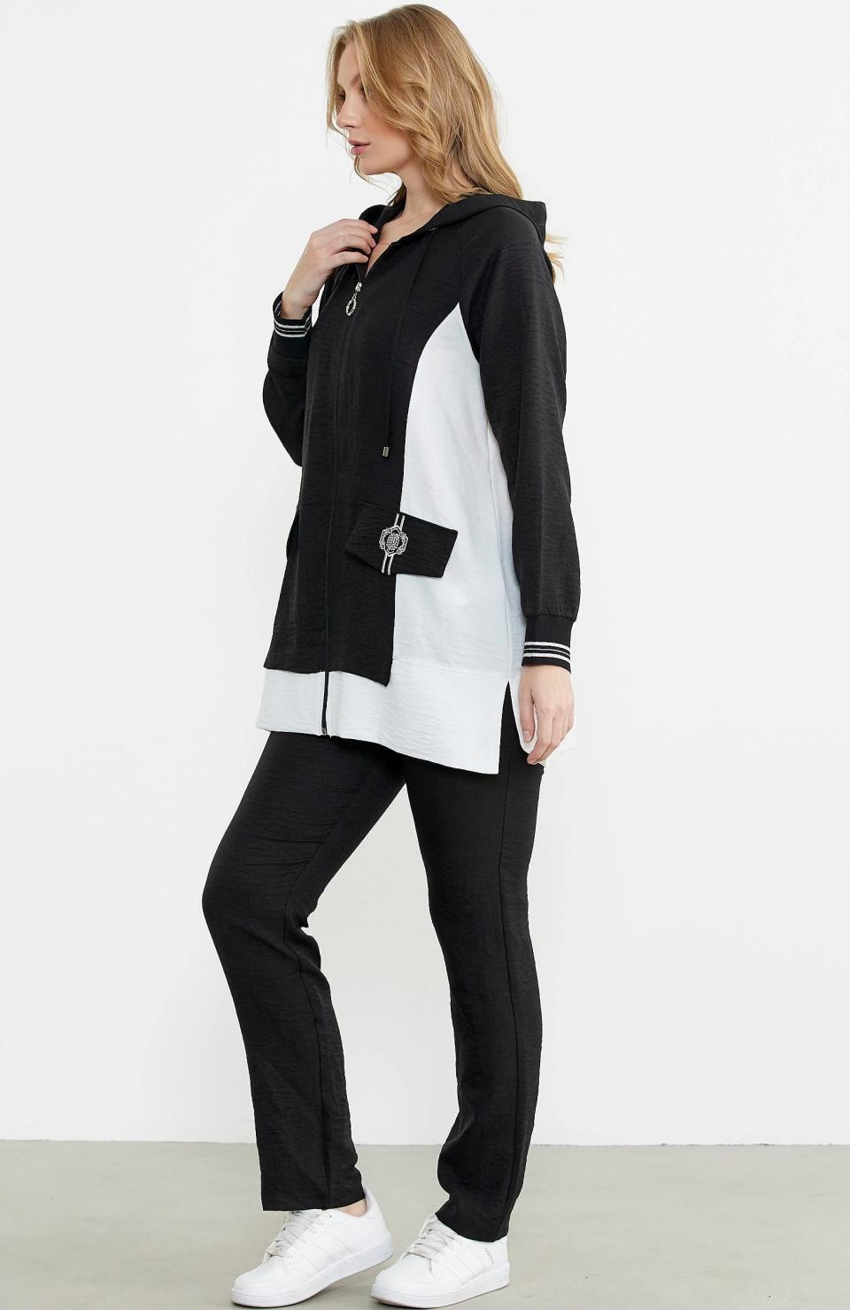 Sementa 76448 Keten Görünümlü Kapüşonlu Tunik Takım