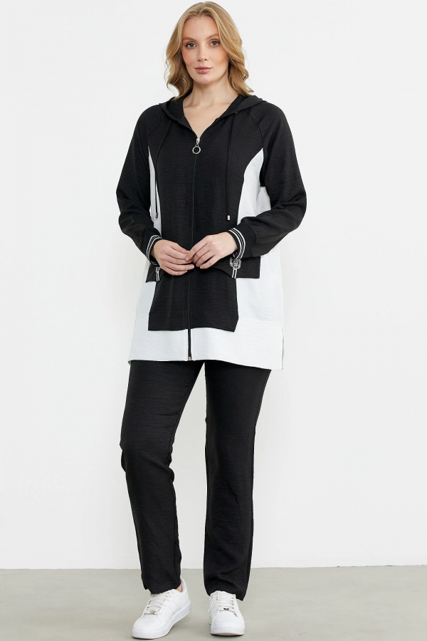 Sementa 76448 Keten Görünümlü Kapüşonlu Tunik Takım