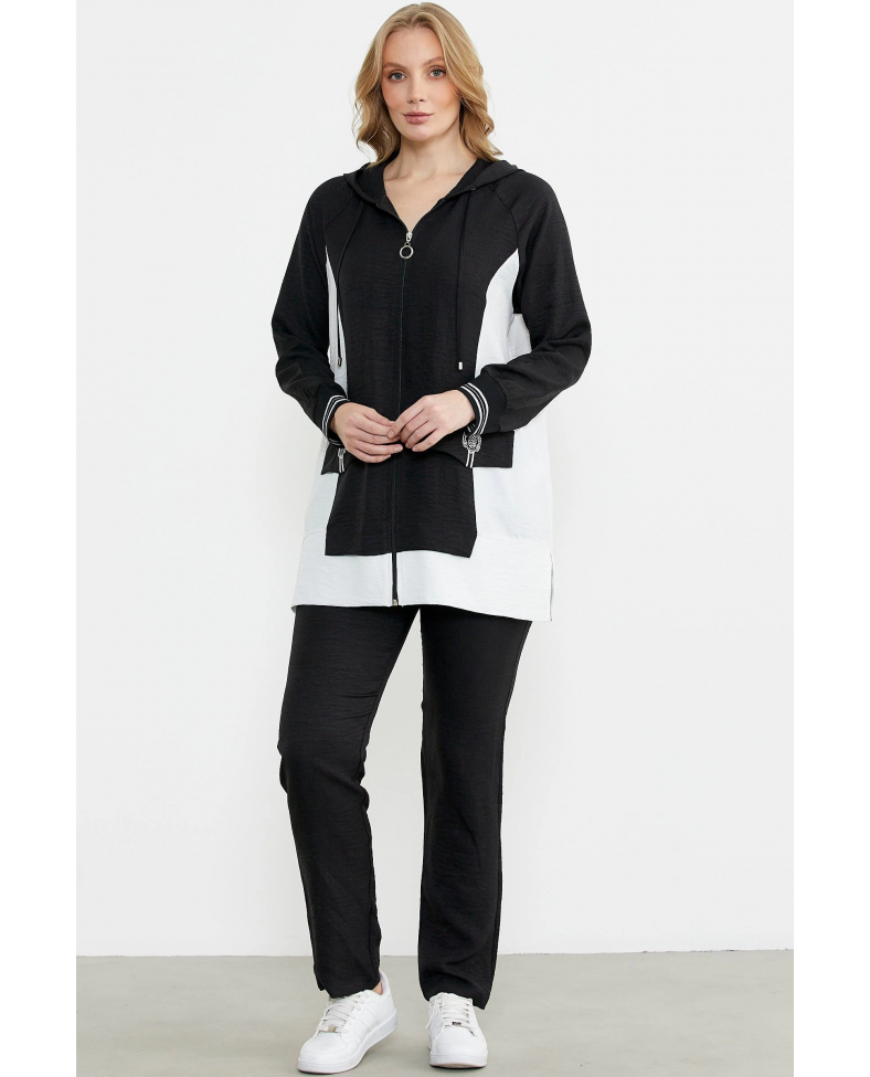 Sementa 76448 Keten Görünümlü Kapüşonlu Tunik Takım