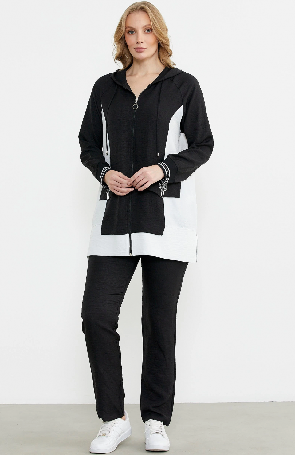 Sementa 76448 Keten Görünümlü Kapüşonlu Tunik Takım