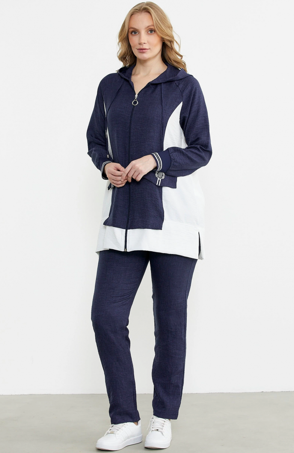 Sementa 76448 Keten Görünümlü Kapüşonlu Tunik Takım