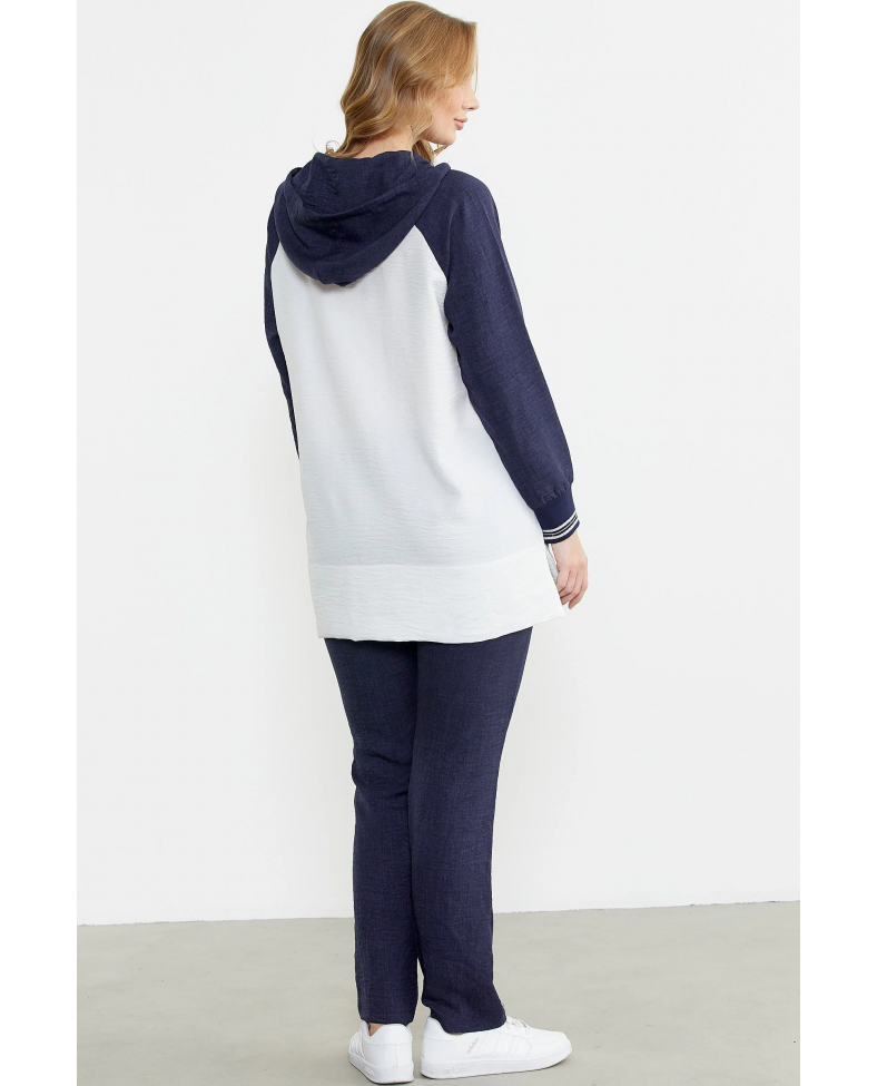 Sementa 76448 Keten Görünümlü Kapüşonlu Tunik Takım