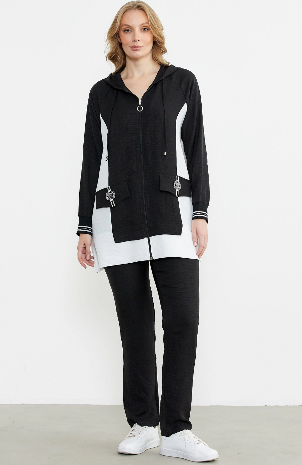 Sementa 76448 Keten Görünümlü Kapüşonlu Tunik Takım