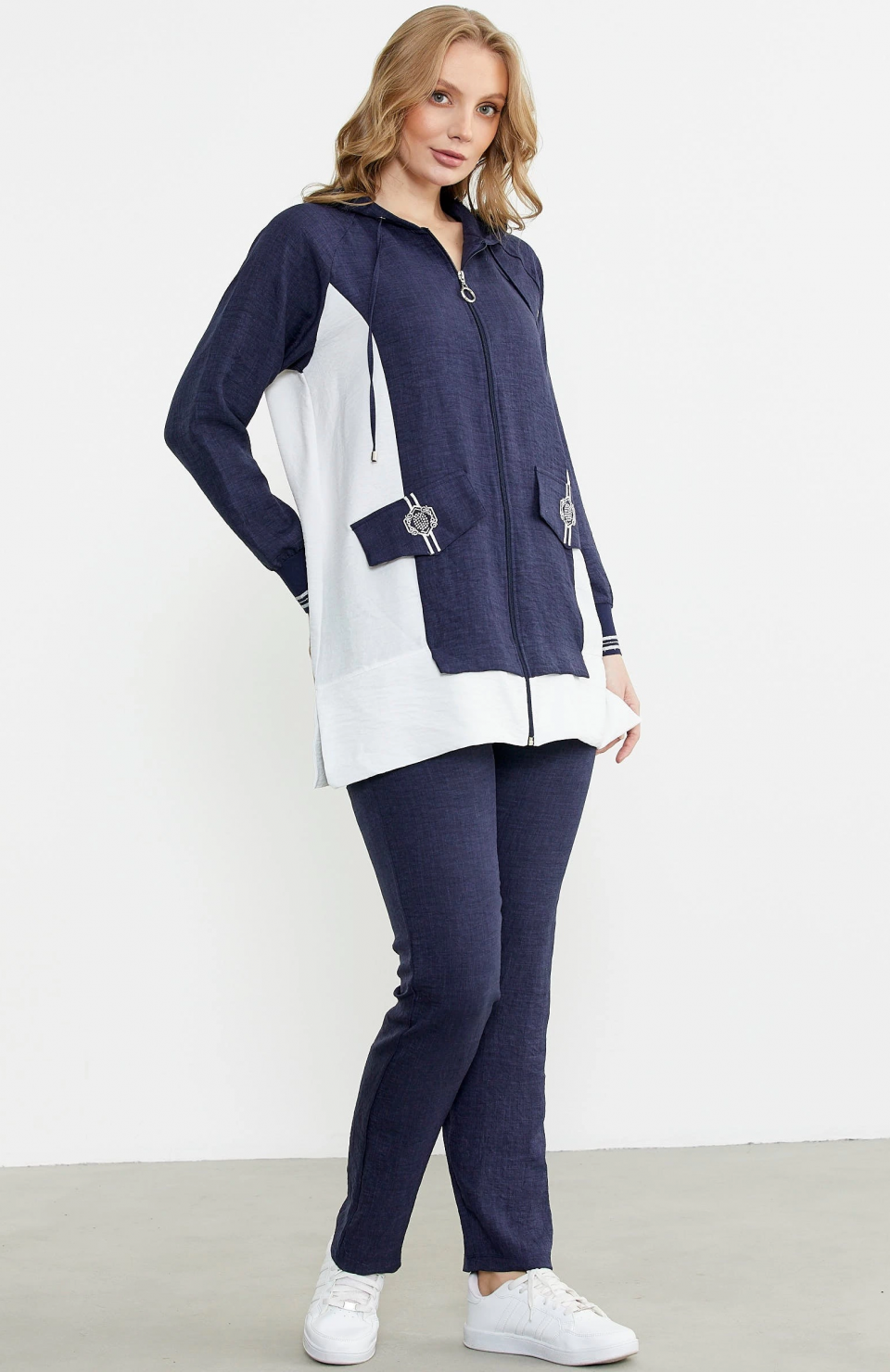 Sementa 76448 Keten Görünümlü Kapüşonlu Tunik Takım