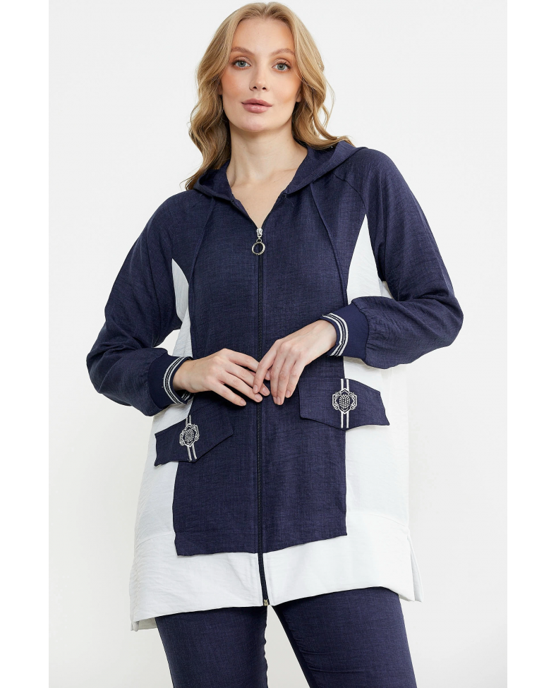 Sementa 76448 Keten Görünümlü Kapüşonlu Tunik Takım