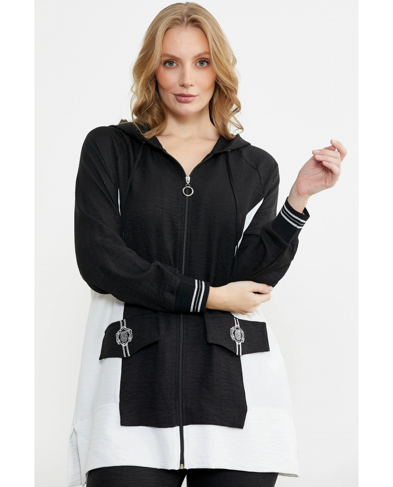 Sementa 76448 Keten Görünümlü Kapüşonlu Tunik Takım