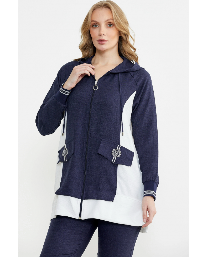 Sementa 76448 Keten Görünümlü Kapüşonlu Tunik Takım