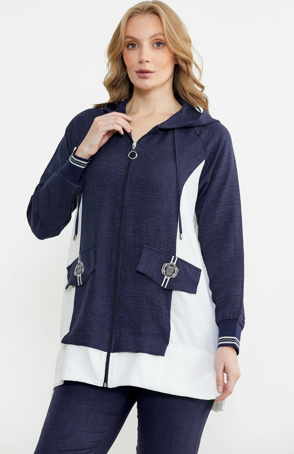 Sementa 76448 Keten Görünümlü Kapüşonlu Tunik Takım