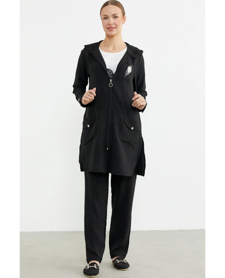 Sementa 76473 Büyük Beden Keten Görünümlü Üçlü Takım