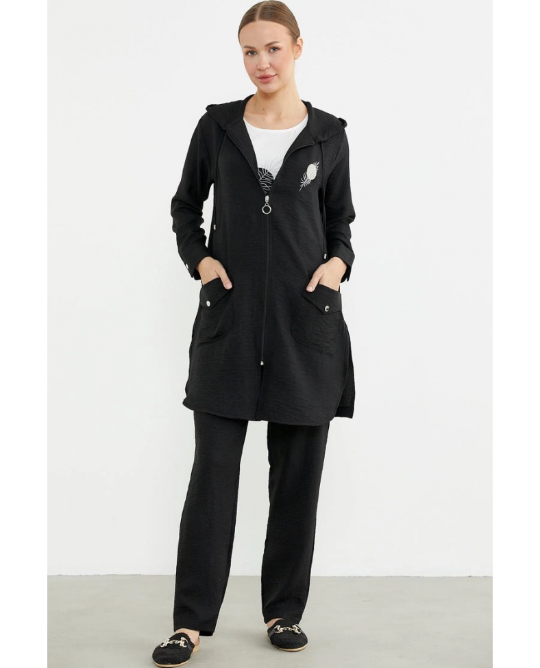 Sementa 76473 Büyük Beden Keten Görünümlü Üçlü Takım