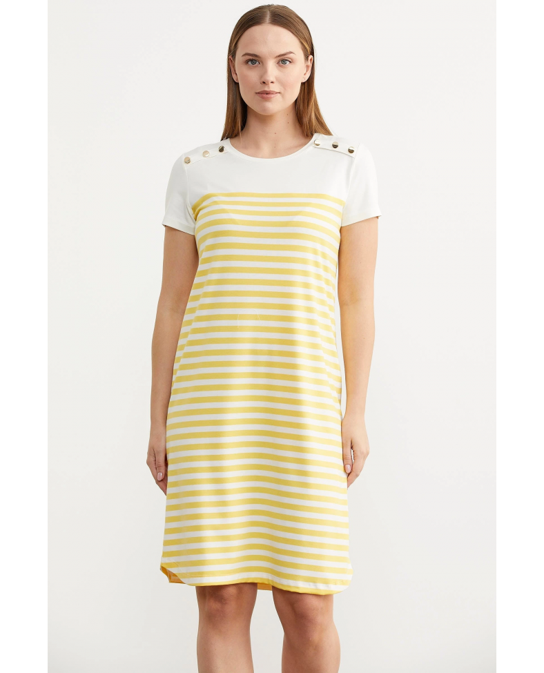 Sementa 77482 Düğme Detaylı Çizgili Penye Elbise