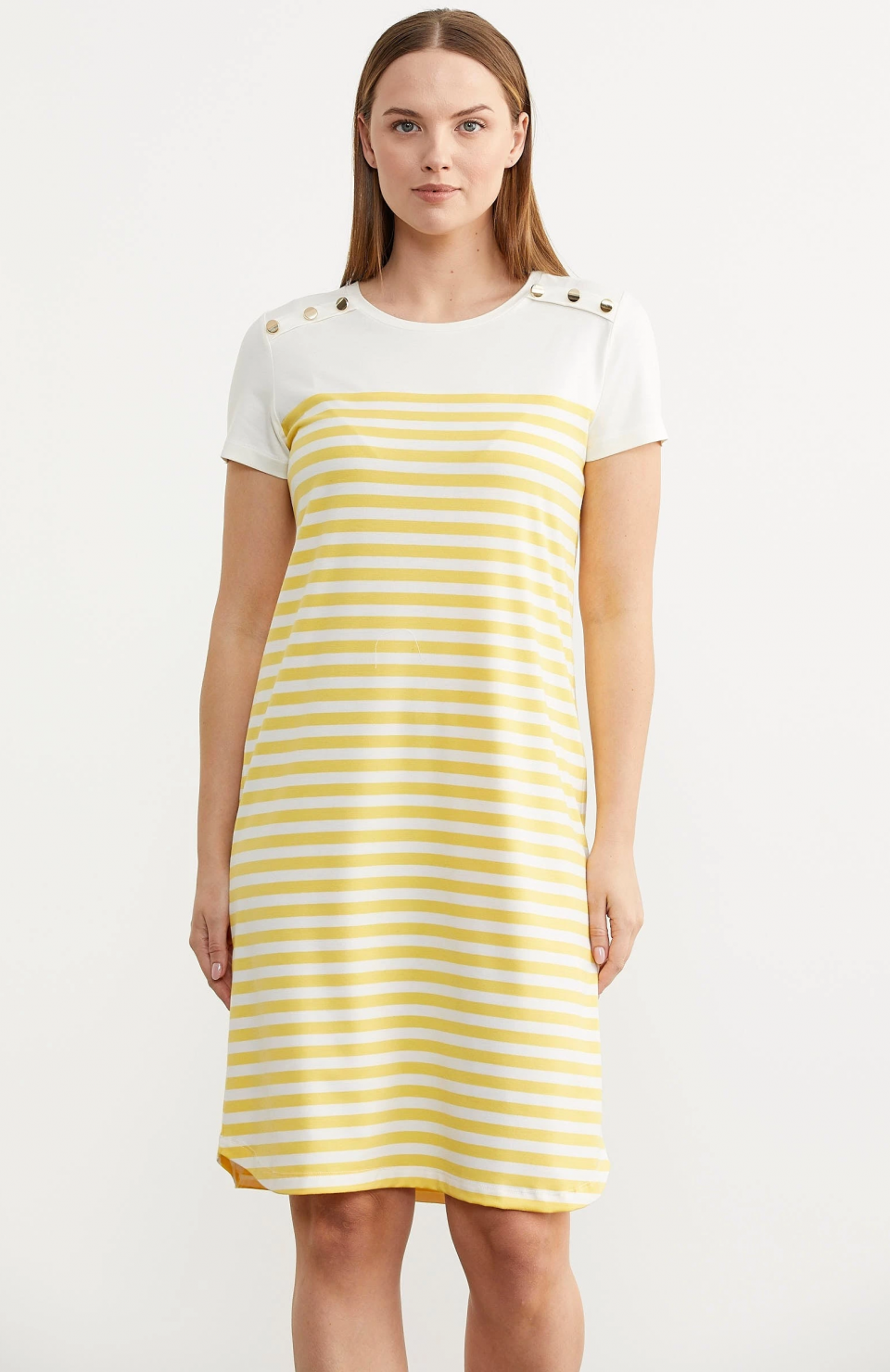 Sementa 77482 Düğme Detaylı Çizgili Penye Elbise