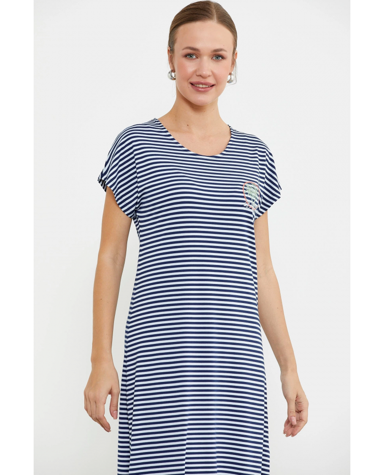 Sementa 77489 Nakış Detaylı Marine Penye Elbise