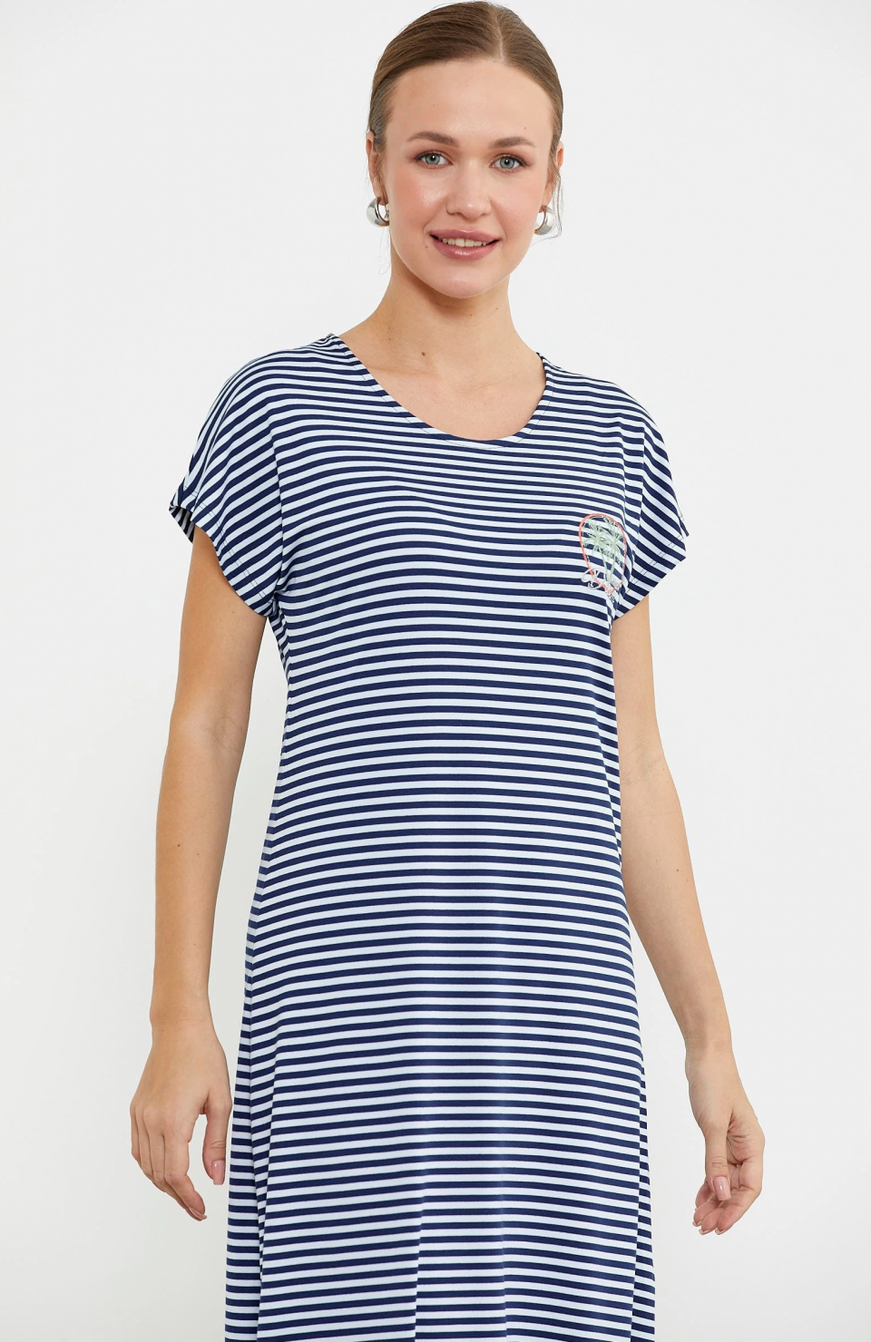 Sementa 77489 Nakış Detaylı Marine Penye Elbise