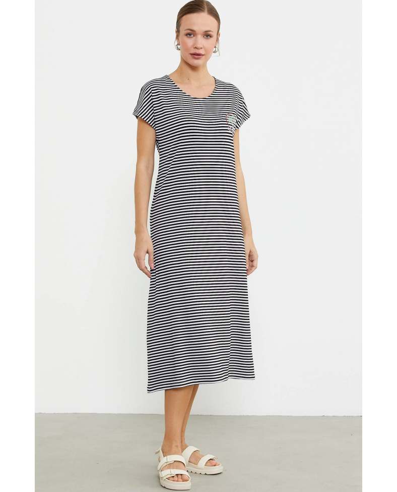 Sementa 77489 Nakış Detaylı Marine Penye Elbise