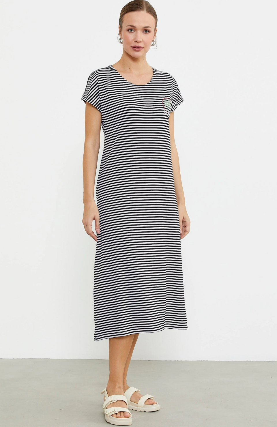 Sementa 77489 Nakış Detaylı Marine Penye Elbise