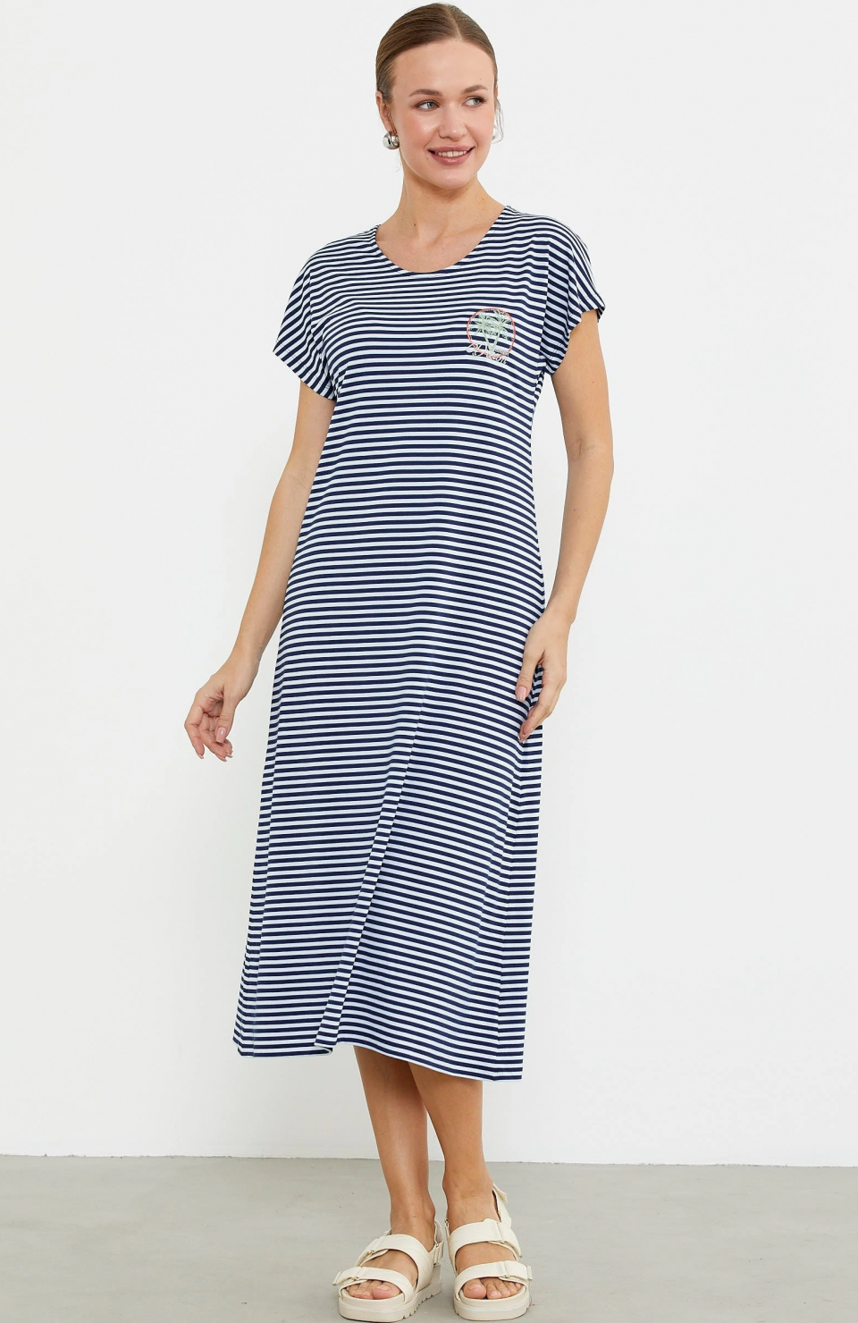 Sementa 77489 Nakış Detaylı Marine Penye Elbise