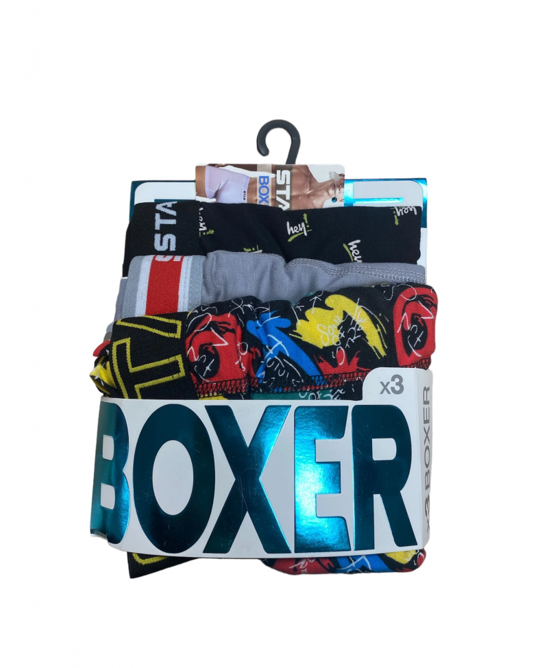 Star 105 Desenli Jakar Erkek 3'lü Kemer Boxer