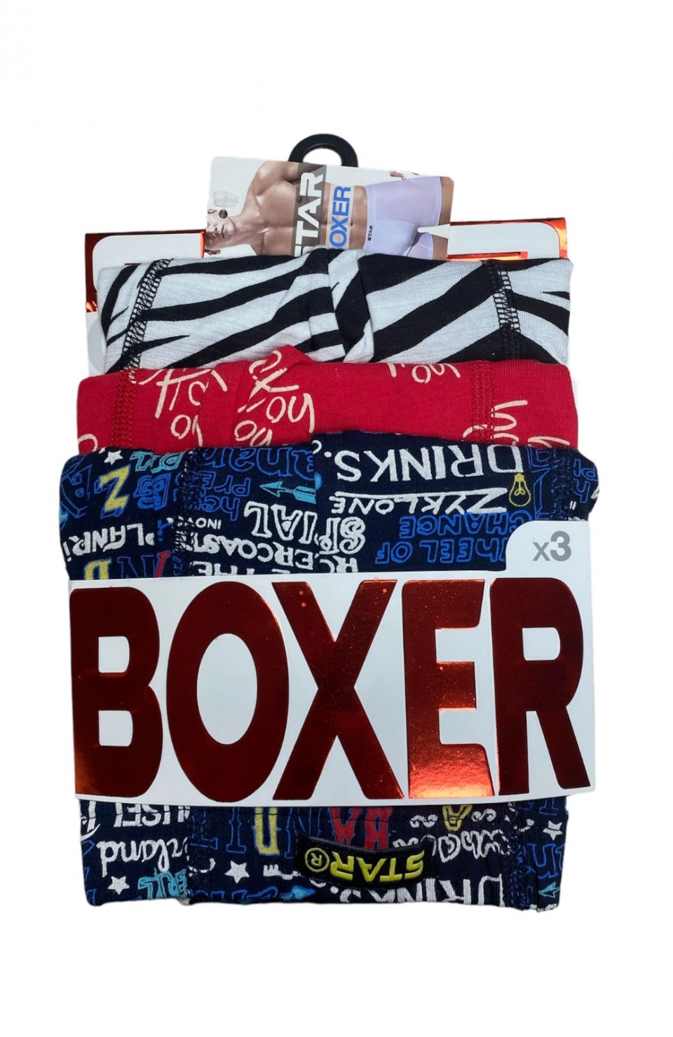 Star 106 Desenli Pamuklu Kemer Likralı 3'Lü Boxer