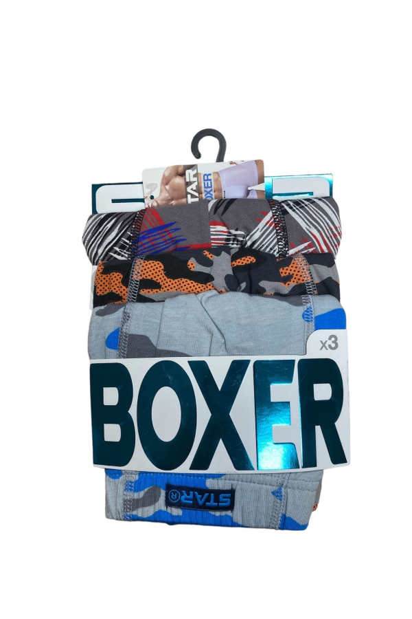 Star 106 Desenli Pamuklu Kemer Likralı 3'Lü Boxer