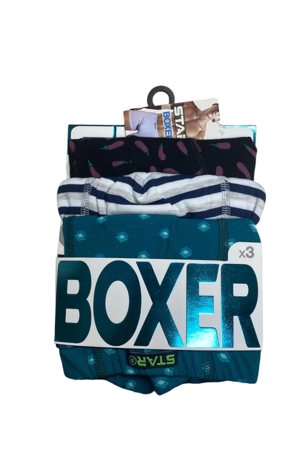 Star 106 Desenli Pamuklu Kemer Likralı 3'Lü Boxer