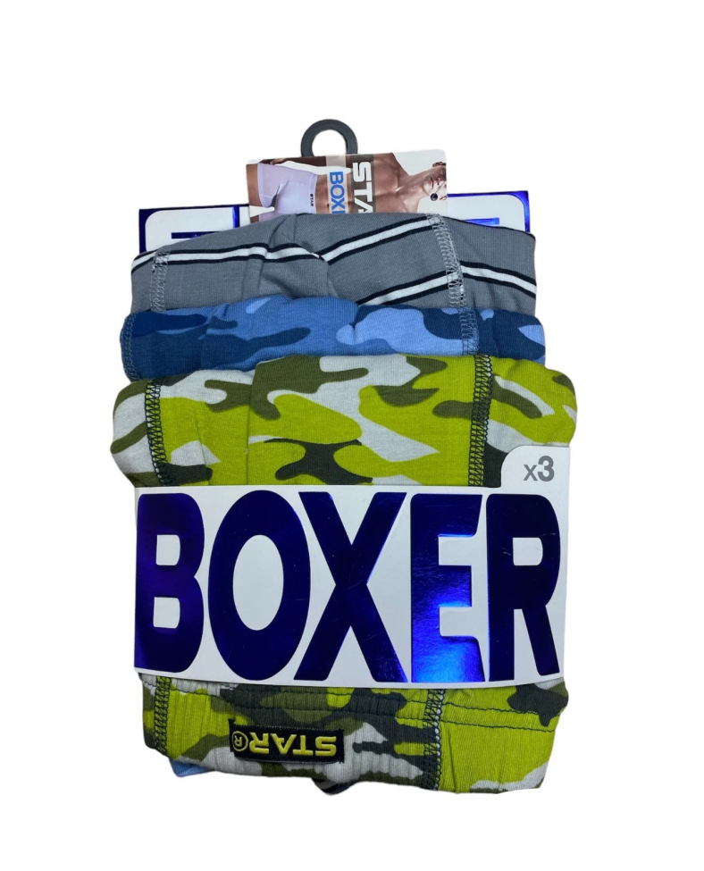 Star 106 Desenli Pamuklu Kemer Likralı 3'Lü Boxer