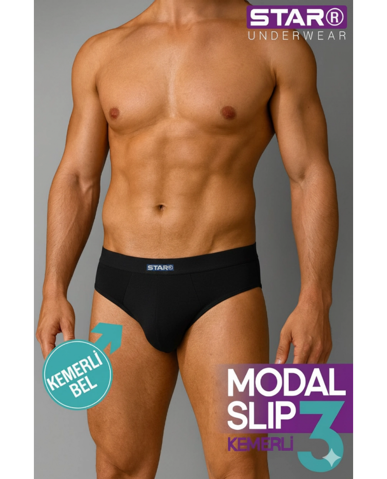 Star 109 Erkek 3'lü Modal Slip