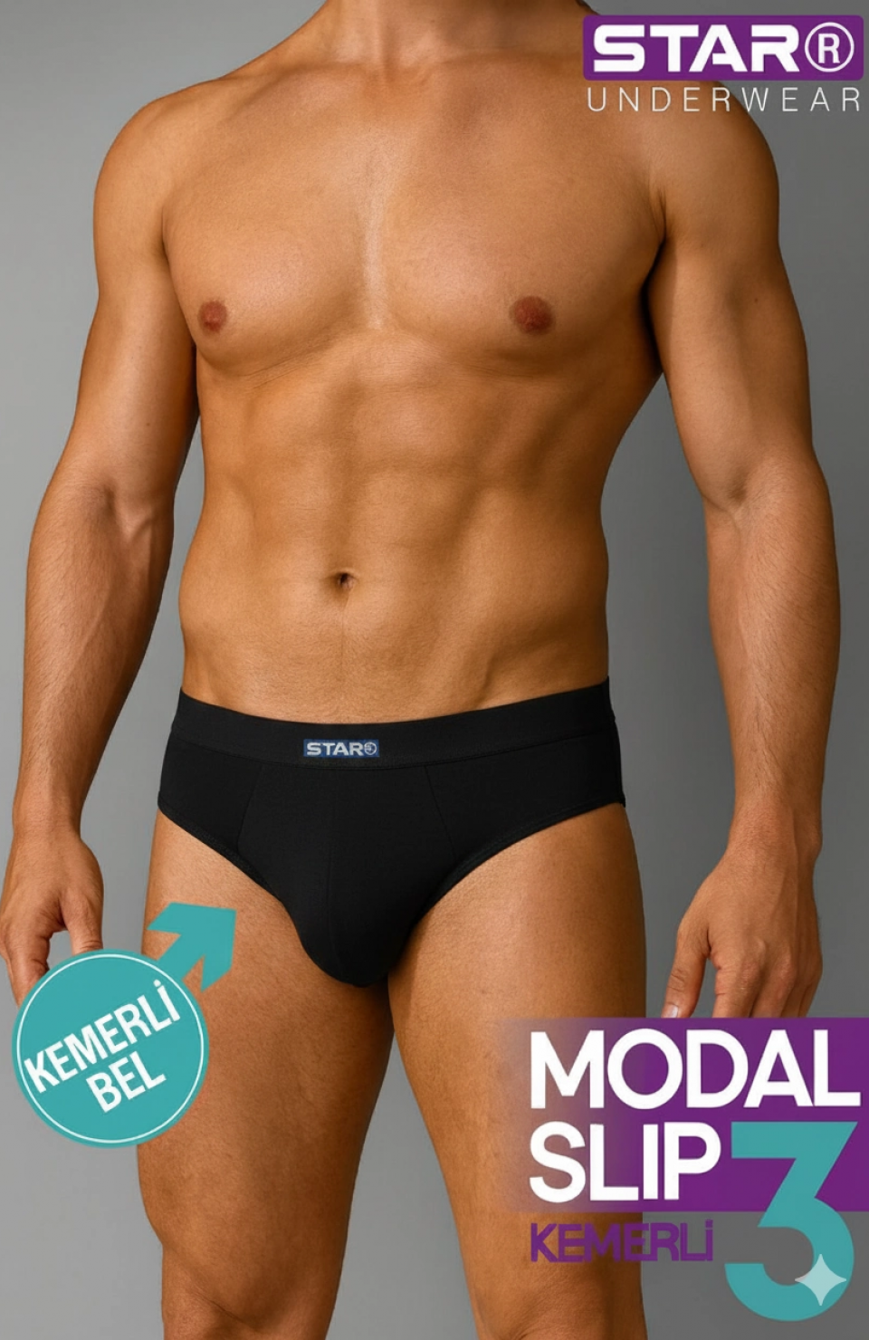Star 109 Erkek 3'lü Modal Slip