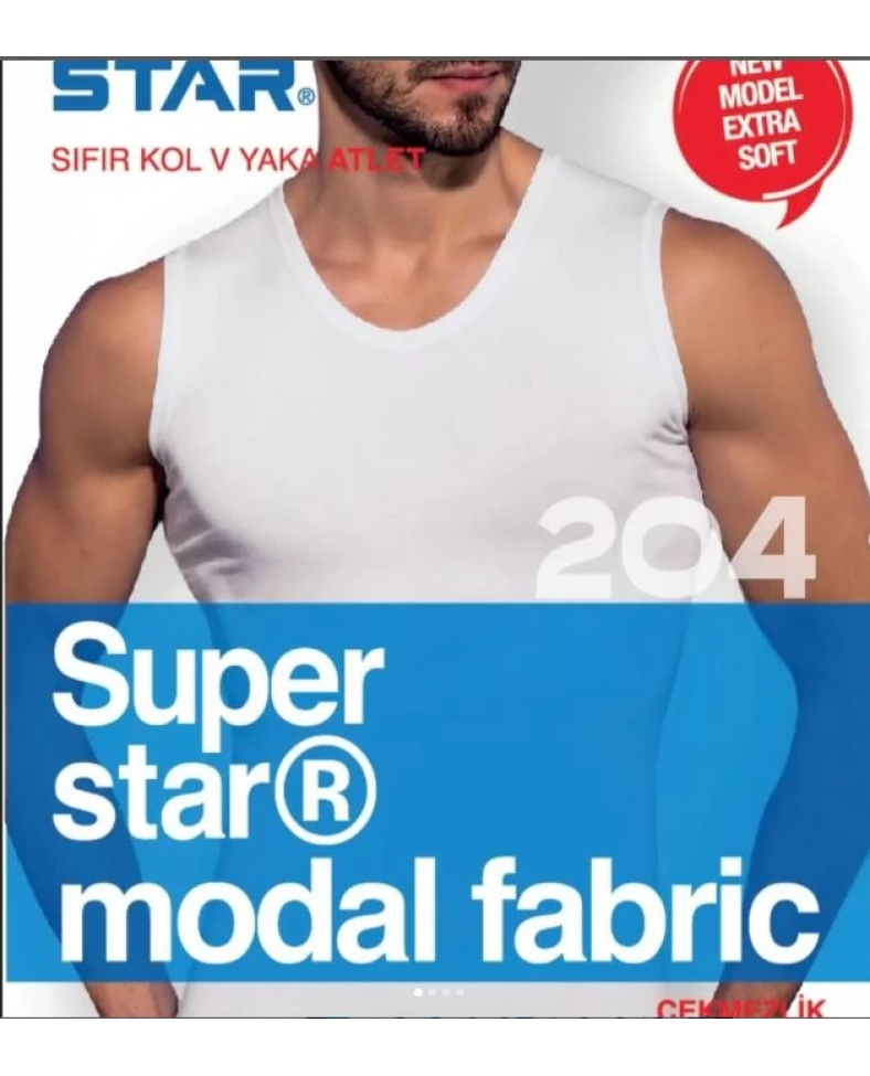 Star 204 Modal Sıfır Kol V-Yaka Atlet