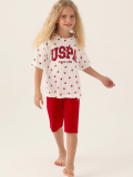US Polo 1831-G Kız Çocuk Kalpli Şort Takım